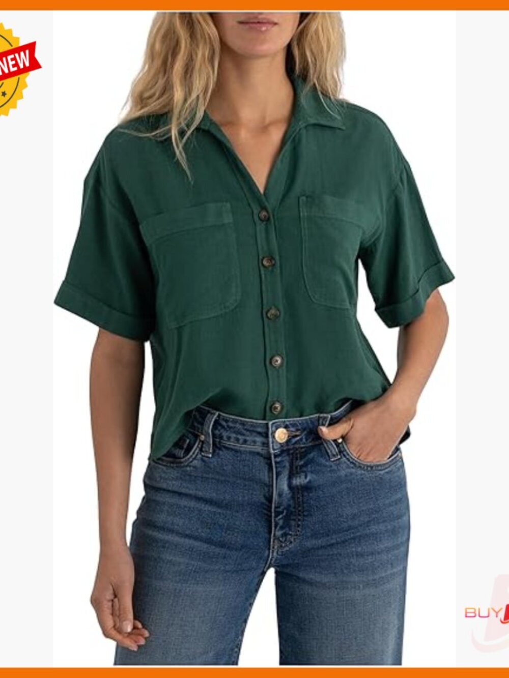 Relaxed Fit Short Sleeve Button Down Shirt With Chest Pockets